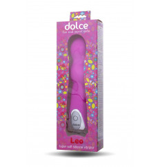 Ярко-розовый вибратор Dolce Leo - 16,5 см.