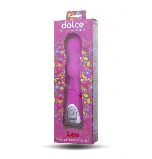 Ярко-розовый вибратор Dolce Leo - 16,5 см.