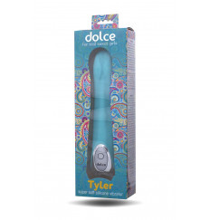 Голубой силиконовый вибратор Dolce Tyler - 16,5 см.