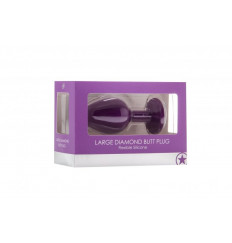 Большая фиолетовая анальная пробка OUCH! Large Diamond Butt Plug с кристаллом - 8 см.