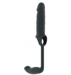 Серая насадка с анальным стимулятором Stretchy Penis Exten and Plug No.34