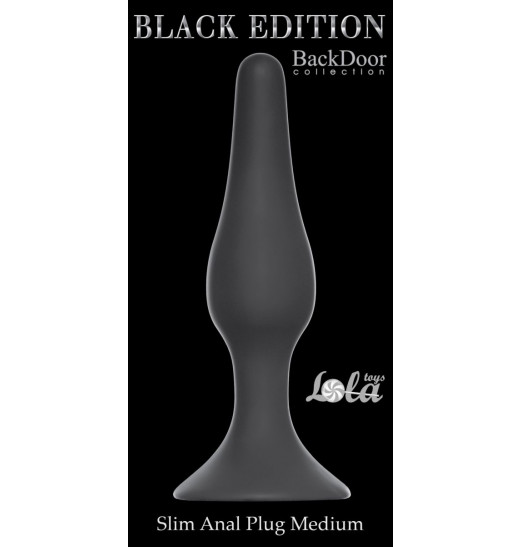 Чёрная анальная пробка Slim Anal Plug Medium - 11,5 см.
