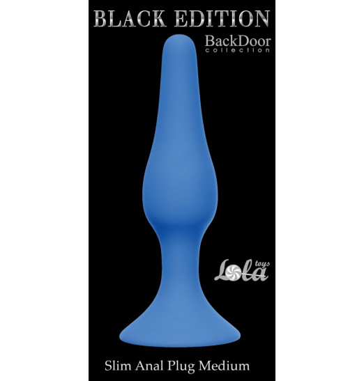 Синяя анальная пробка Slim Anal Plug Medium - 11,5 см.