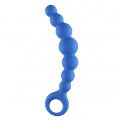 Синяя упругая анальная цепочка Flexible Wand - 18 см.