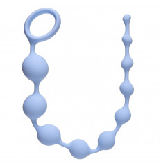 Голубая анальная цепочка Long Pleasure Chain - 35 см.