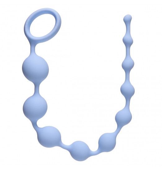 Голубая анальная цепочка Long Pleasure Chain - 35 см.