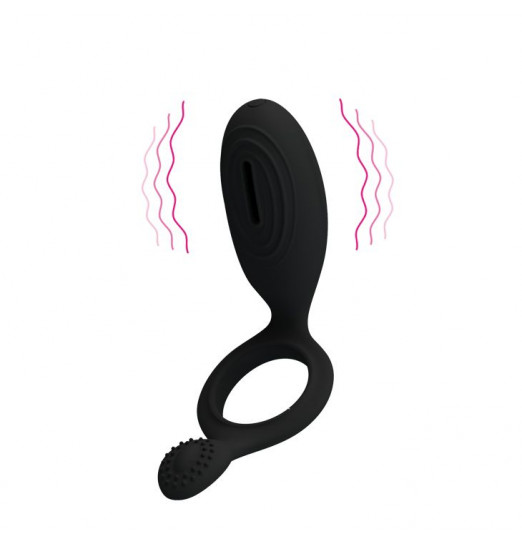 Эрекционное кольцо с клиторальной виброподушечкой Ethel