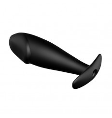 Чёрный анальный вибромассажер с пультом управления - 10 см.