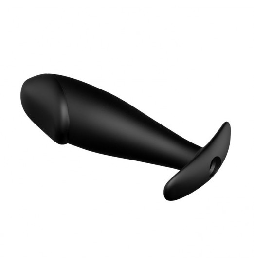 Чёрный анальный вибромассажер с пультом управления - 10 см. Чёрный анальный вибромассажер с пультом управления - 10 см.