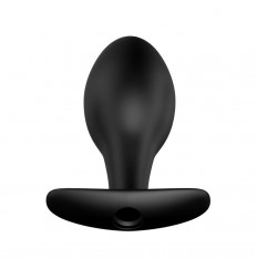 Чёрная анальная пробка с пультом управления - 8,5 см.