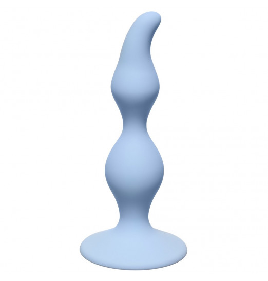 Голубая анальная пробка Curved Anal Plug Blue - 12,5 см.