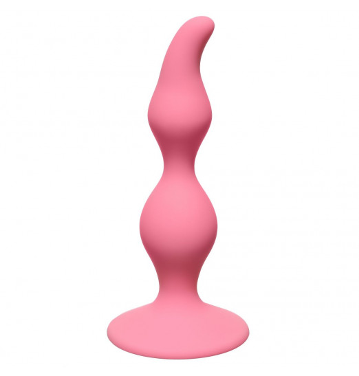 Розовая анальная пробка Curved Anal Plug Pink - 12,5 см.