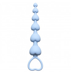 Голубая анальная цепочка Heart s Beads Blue - 18 см.