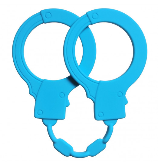 Голубые силиконовые наручники Stretchy Cuffs Turquoise