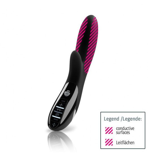 Чёрный вибромассажер c электростимуляцией Daring Danny Black Edition - 27 см.