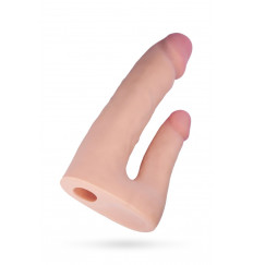 Поясной страпон с насадкой для двойного проникновения - 16 см.