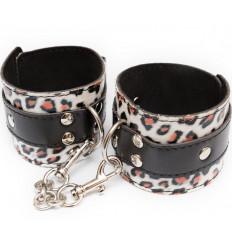 Наручники леопардовой расцветки с карабинами