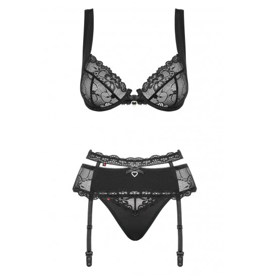 Чувственный ажурный комплект Heartina из 3 предметов