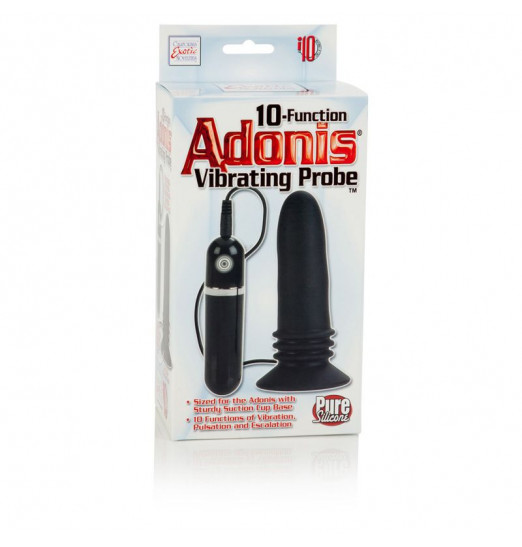 Чёрная анальная пробка 10-Function Adonis Vibrating Probes - 14 см.