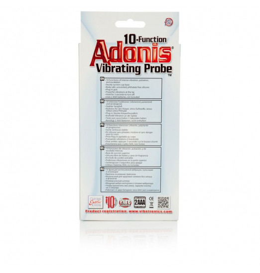 Чёрная анальная пробка 10-Function Adonis Vibrating Probes - 14 см.