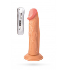 Вибратор с фигурками мужчины и женщины на стволе - 20 см.