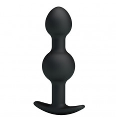 Чёрные силиконовые анальные шарики - 10,4 см.
