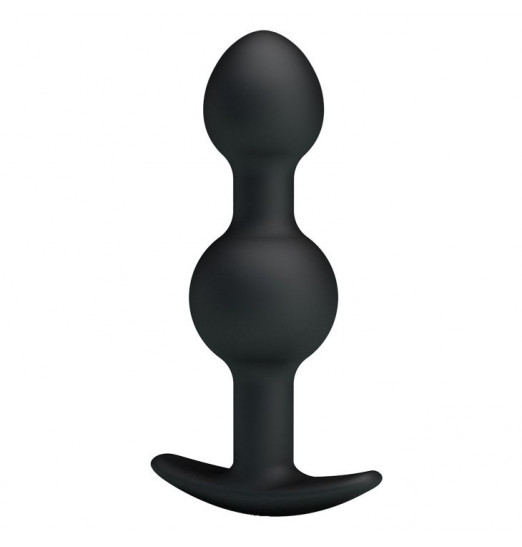 Чёрные силиконовые анальные шарики - 10,4 см.