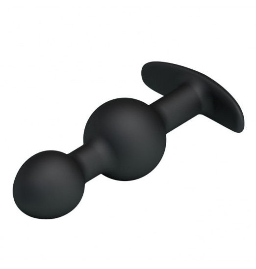 Чёрные силиконовые анальные шарики - 10,4 см.