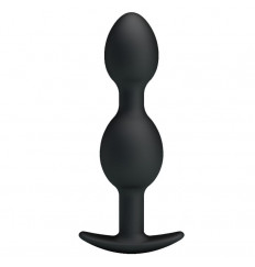 Чёрные анальные шарики из силикона - 12,5 см.