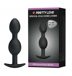 Чёрные анальные шарики из силикона - 12,5 см.