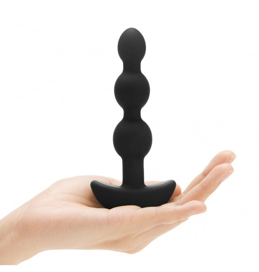 Чёрная анальная виброёлочка TRIPLET ANAL BEADS BLACK - 14 см.