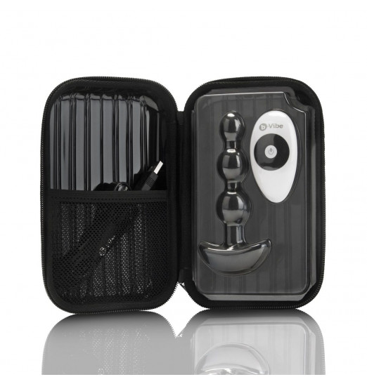 Чёрная анальная виброёлочка TRIPLET ANAL BEADS BLACK - 14 см.