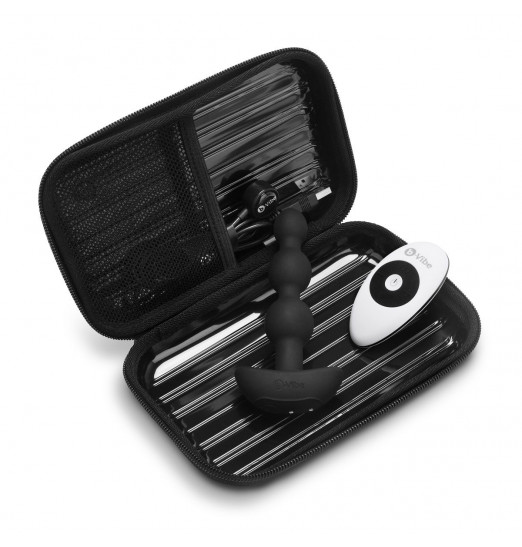 Чёрная анальная виброёлочка TRIPLET ANAL BEADS BLACK - 14 см.