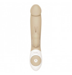 Телесный вибратор с клиторальным кроликом Realistic Rabbit