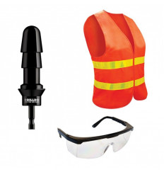 Комплект для секс-дрели DRILLDO - бит-адаптер, очки, жилет