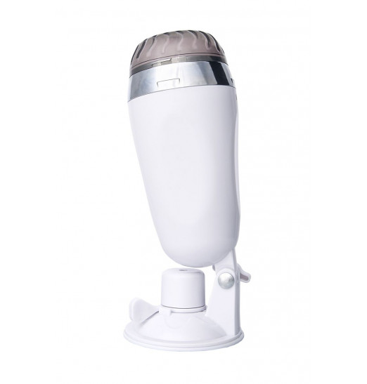 Мастурбатор-вагина в белой колбе с присоской и встраиваемой вибропулей