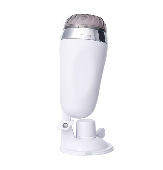 Мастурбатор-вагина в белой колбе с присоской и встраиваемой вибропулей