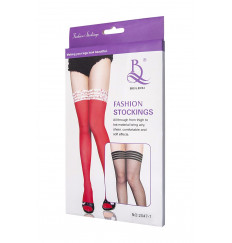 Чулки-сетка с резинками в полоску