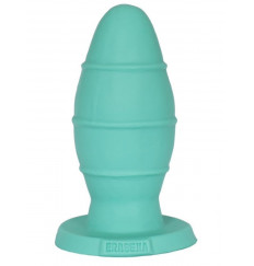 Анальная пробка XXL мятного цвета с тонкими рёбрышками - 22,5 см.
