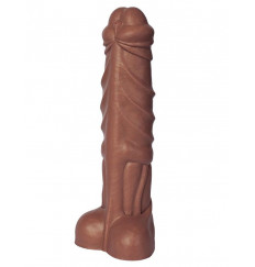 Коричневый фаллоимитатор  Единорог  - 30,5 см.