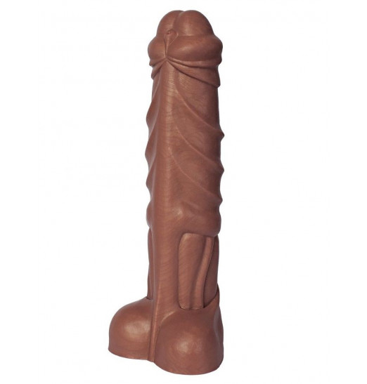Коричневый фаллоимитатор  Единорог  - 30,5 см.
