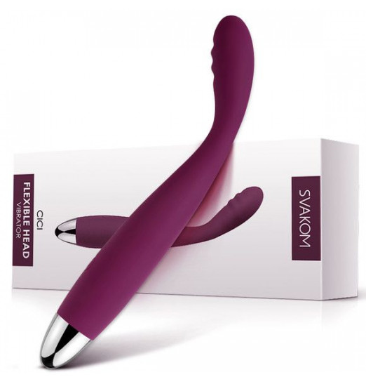 Фиолетовый вибратор Cici Violet с гнущейся головкой - 18,2 см.