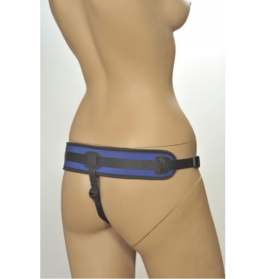 Сине-чёрные трусики с плугом Kanikule Strap-on Harness Anatomic Thong