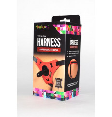 Красно-черные трусики с плугом Kanikule Strap-on Harness Anatomic Thong