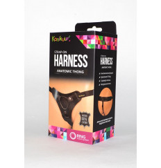 Чёрные трусики для фиксации насадок кольцом Kanikule Leather Strap-on Harness  Anatomic Thong
