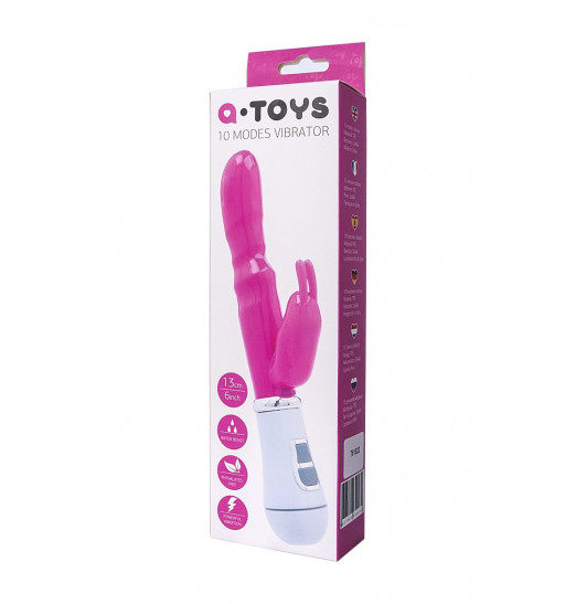 Ярко-розовый вибратор ToyFa A-toys с клиторальным стимулятором - 20 см. Ярко-розовый вибратор ToyFa A-toys с клиторальным стимулятором - 20 см.