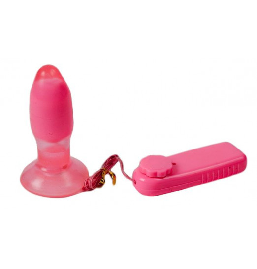 Розово-красная анальная пробка с вибрацией - 10 см. Розово-красная анальная пробка с вибрацией - 10 см.
