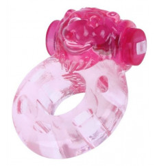 Розовое эрекционное виброкольцо  Медвежонок