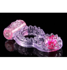 Розовое виброкольцо с язычком