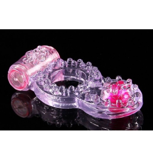 Розовое виброкольцо с язычком